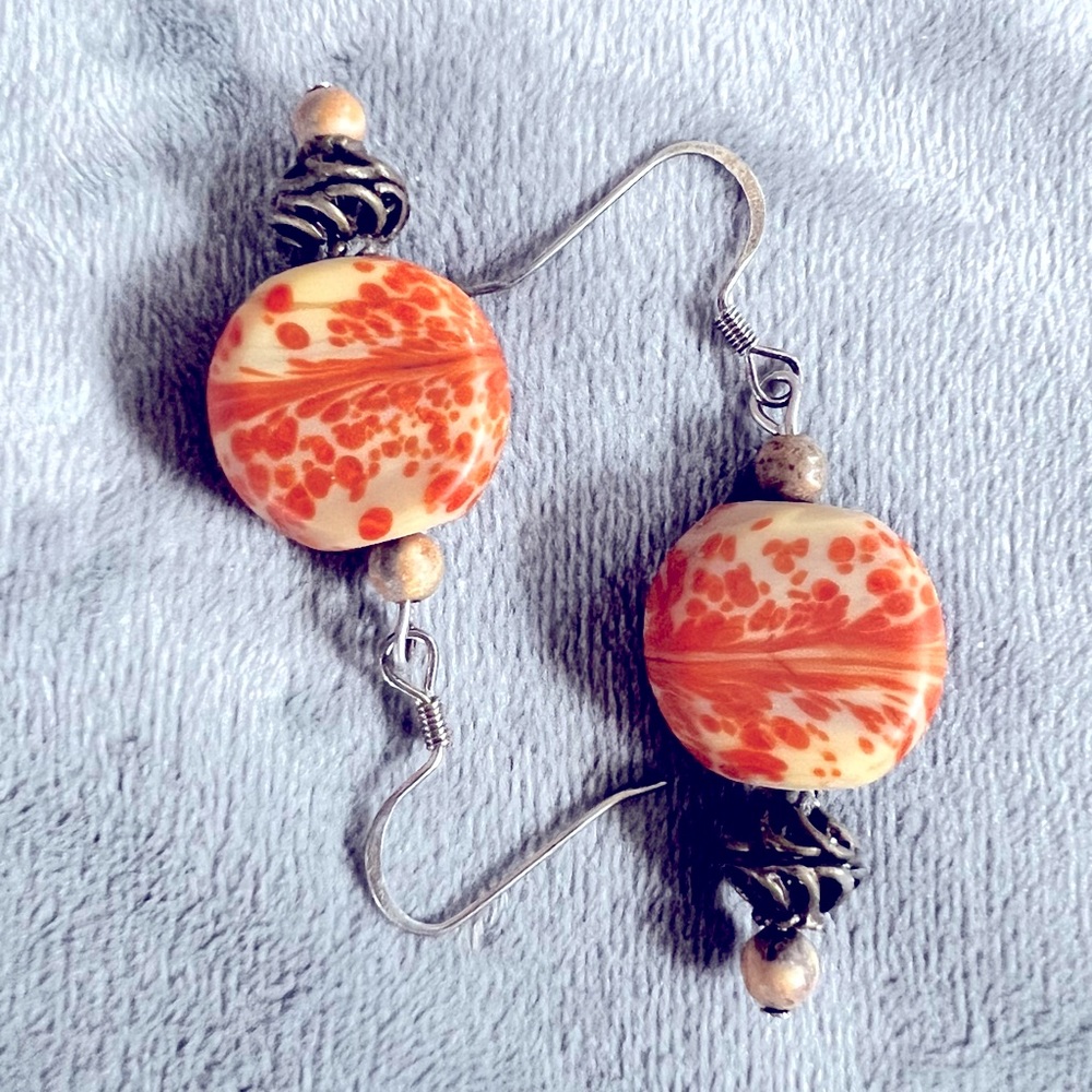 Orange Beaded Earrings